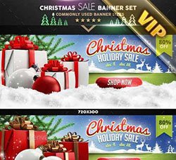 网页促销广告模板：Christmas Sale Banner Set v2